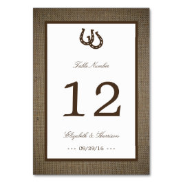 Numeração De Mesa Ferradura Russa Do País No Casamento Burlap