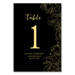 Numeração De Mesa Festa de aniversário Dourada preta