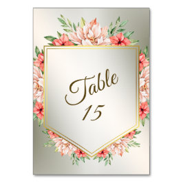 Numeração De Mesa Festa de casamento Pessegueira Laranja Ouro Floral