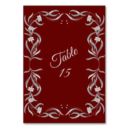 Numeração De Mesa Festa de Casamento Vermelha com Padrão Floral Prat