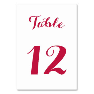 Numeração De Mesa Festa de casamento Vermelho Branco Chic Script Ele