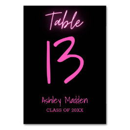 Numeração De Mesa Festa de formatura de Script Neon Pink Número da T