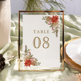 Numeração De Mesa Festa de Natal Floral Casamento Ouro Vermelho