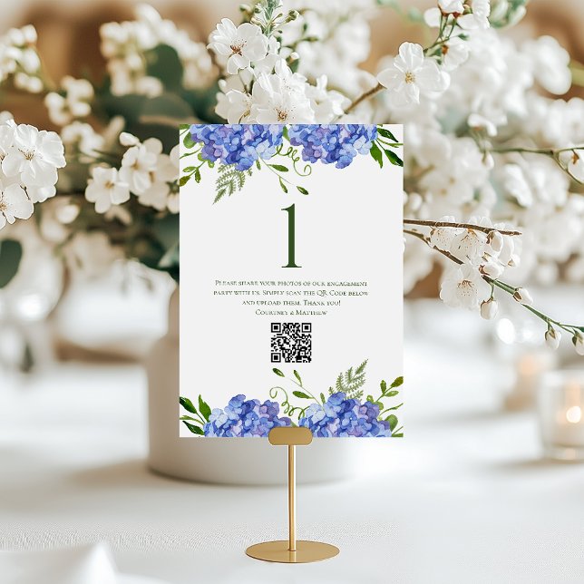 Numeração De Mesa Festa de Noivado com Hortênsias Azuis  (Criador carregado)