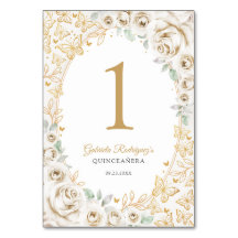 Festa de Quinceanera Floral Creme Dourado