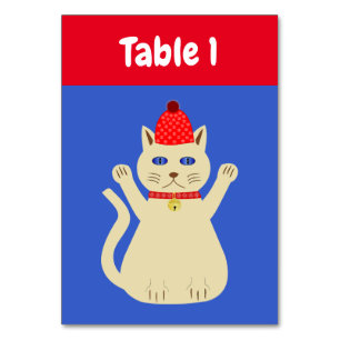 Numeração De Mesa Festa Personalizada de Gato de Natal Bonito