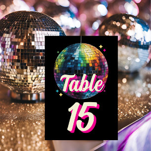 Numeração De Mesa Festa Retro dos Anos 70 Bola de Discoteca Brilho C