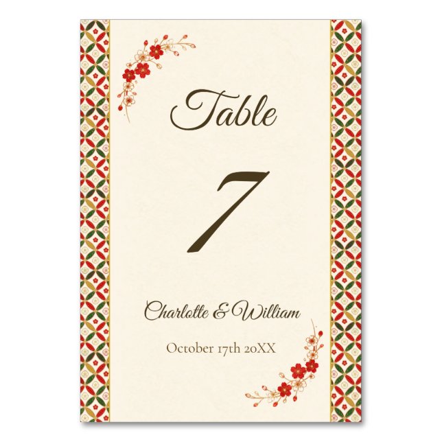 Numeração De Mesa Festive Japanese Blossom Table Number (Frente)