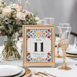Numeração De Mesa Fiesta Colorful Botanical Floral Spanish Wedding