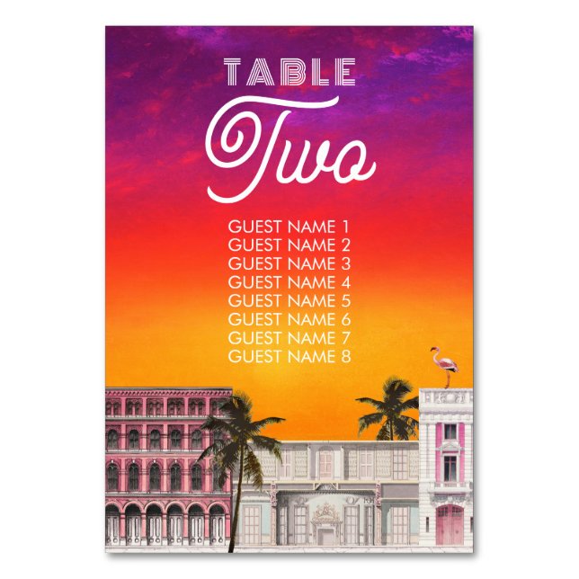 Numeração De Mesa Fila de Arco-íris da Praia de Miami Casamento de P (Frente)