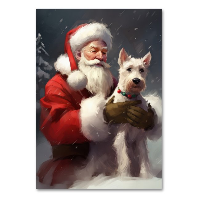 Numeração De Mesa Fio Fox Terrier Santa Claus Natal Festivo (Frente)
