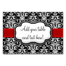 Numeração De Mesa Fita Vermelha Chic Black/White Damask