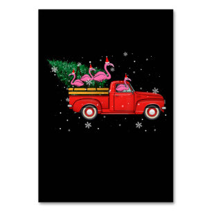 Numeração De Mesa Flamingo Andando Caminhão Vermelho Xmas Natal Nat