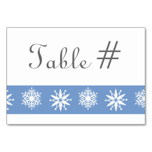 Numeração De Mesa Flocos de neve de inverno na placa de Mesa Periwin
