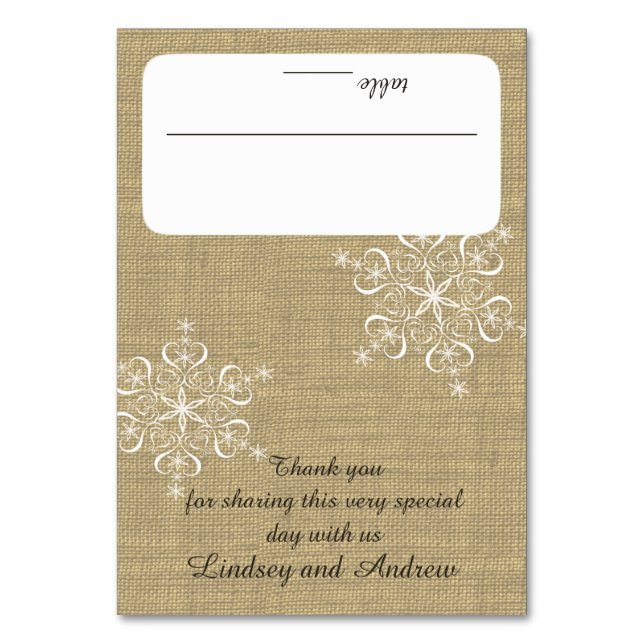 Numeração De Mesa Flocos de neve e assentos de burlap (Frente)