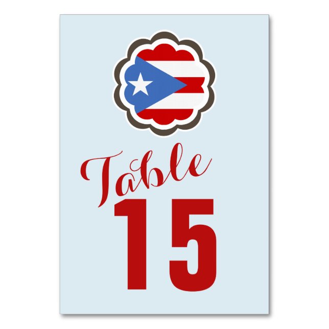 Numeração De Mesa Flor da Bandeira de Porto Rico (Frente)