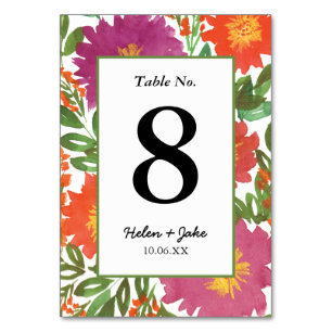 Numeração De Mesa Flor de Aquarela