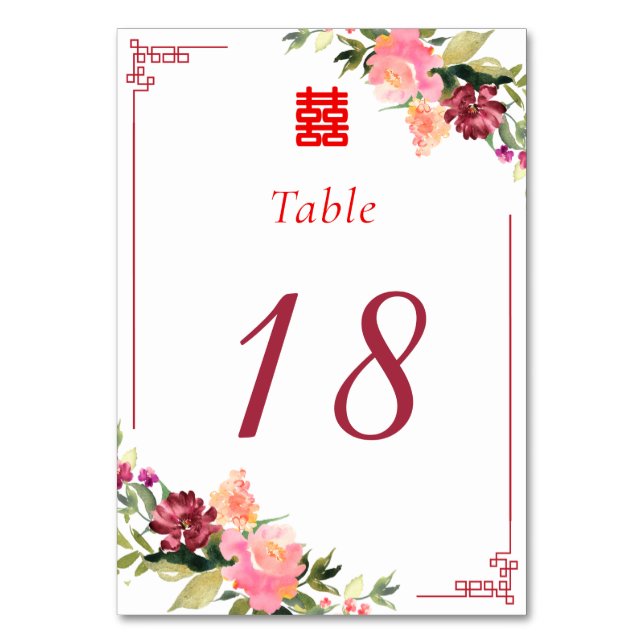Numeração De Mesa flor de aquarelas xi estrutura de casamento chines (Frente)