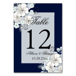 Numeração De Mesa flor de cerejeira branca azul marinho