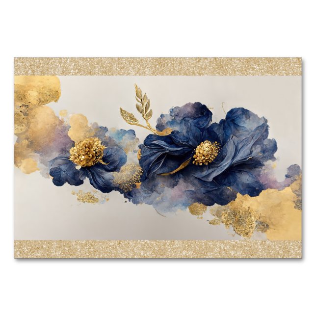 Numeração De Mesa Flor Elegante Dourada (Frente)