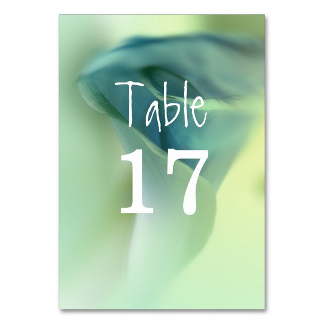 Numeração De Mesa Flor Romântica no Casamento de Tons Azuis (Frente)