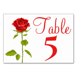 Numeração De Mesa Flor Vermelha Rosa Flor Número da Mesa de Casament