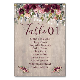 Numeração De Mesa Florais de Wood Watercolor com Cordas Leves