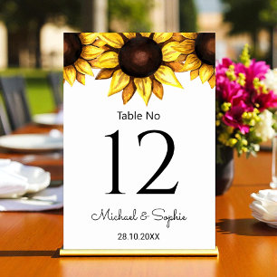 Numeração De Mesa Floral Amarelo Branco de Sunflower