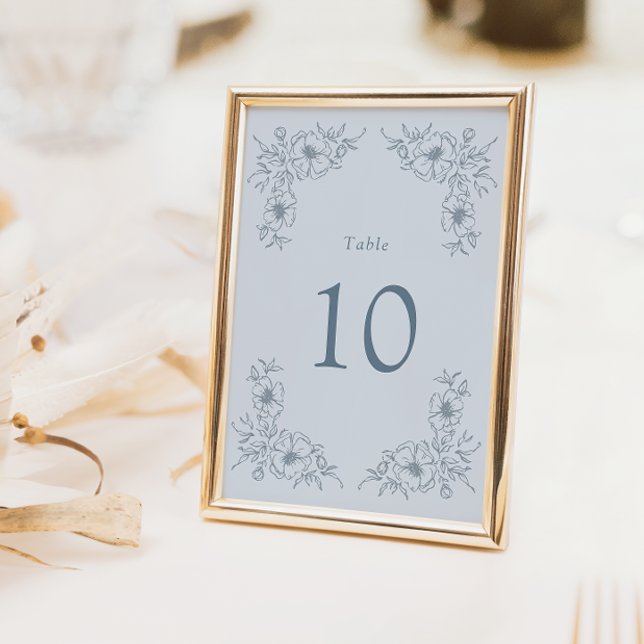 Numeração De Mesa Floral Azul Vintage (Vintage Blue Floral Table Number
)
