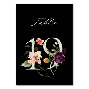 Numeração De Mesa Floral Botânico Elegante 19, Preto