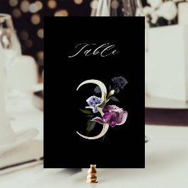 Numeração De Mesa Floral Botânico Elegante Número 3, Preto