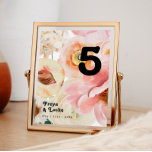 Numeração De Mesa Floral Colorida Negrito | Número do quadro<br><div class="desc">Este floral colorido arrojado | o número da mesa será maravilhoso com a sua brilhante recepção de casamento botânica moderna. A grande cor d'água, cor-de-rosa, laranja queimada, flores poeirentas de rosa, e fatias de pêssego tucadas dentro do verde dão a esta design uma sensação vibrante e elegante de jardim de...</div>