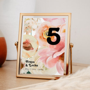 Numeração De Mesa Floral Colorida Negrito Número do quadro