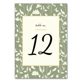 Numeração De Mesa Floral Cream e Sage Green Wedding