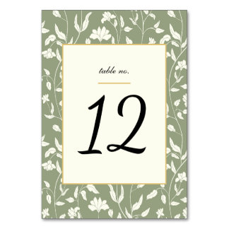 Numeração De Mesa Floral Cream e Sage Green Wedding