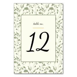 Numeração De Mesa Floral Cream e Sage Green Wedding