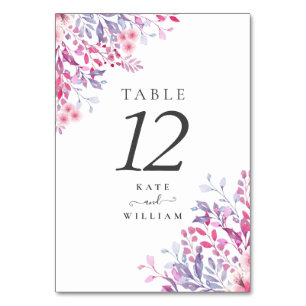Numeração De Mesa Floral de Flores Selvagens Roxas