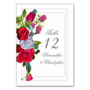 Numeração De Mesa floral de rosa vermelha