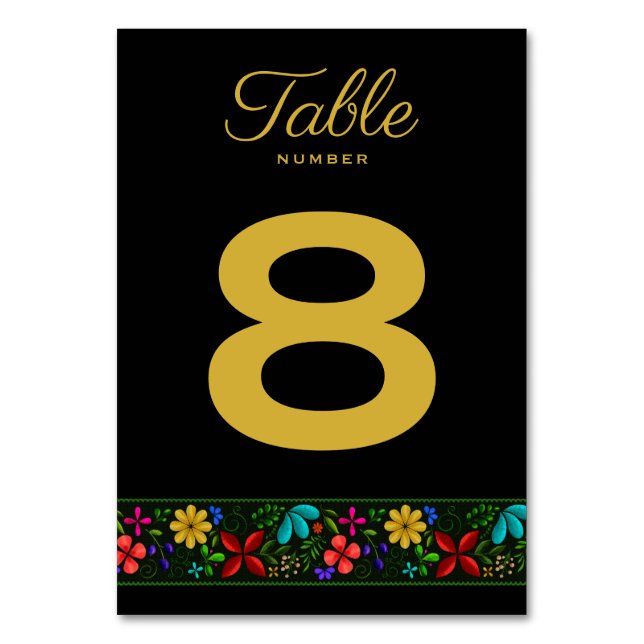 Numeração De Mesa Floral Dourado latino-americano legante (Frente)