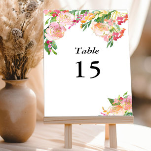 Numeração De Mesa Floral Dourado Rosa-Esbranquiçado Elegante