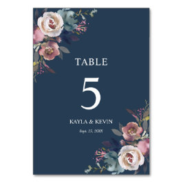 Numeração De Mesa Floral Dusty Rosa Mauve Marinho Casamento Azul