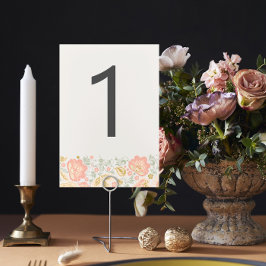 Numeração De Mesa Floral Elegance Peach Sage Blush Classic Weding