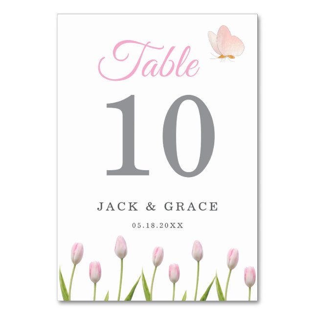 Numeração De Mesa Floral moderno rosa suave & borboleta  Verão  Casa (Frente)