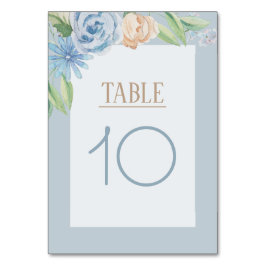 Numeração De Mesa Floral Molho Azul-Aquarela Desenhado