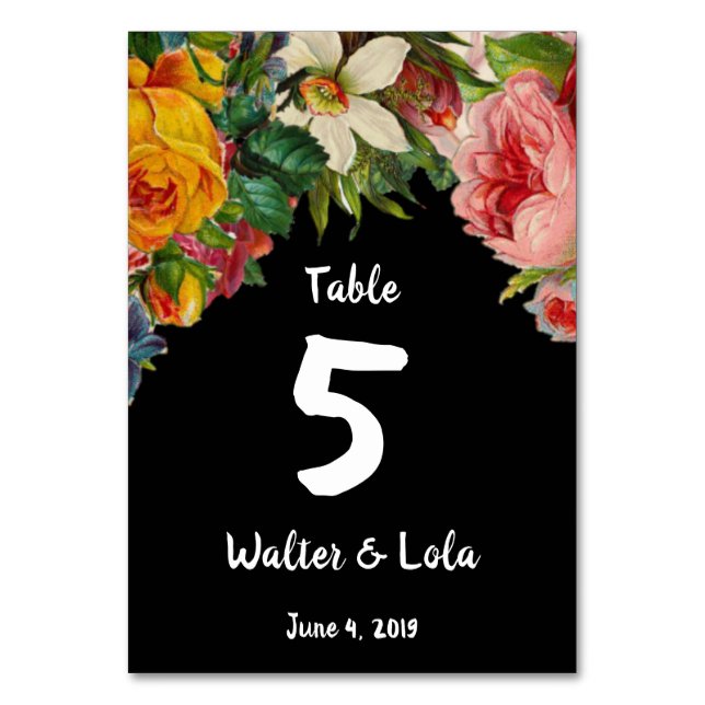 Numeração De Mesa Floral Noir (Frente)