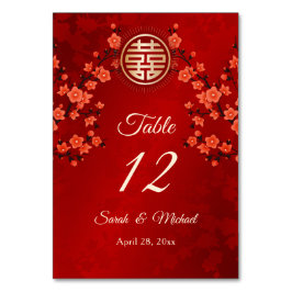 Numeração De Mesa Floral Oriental Vermelho | Casamento Chinês