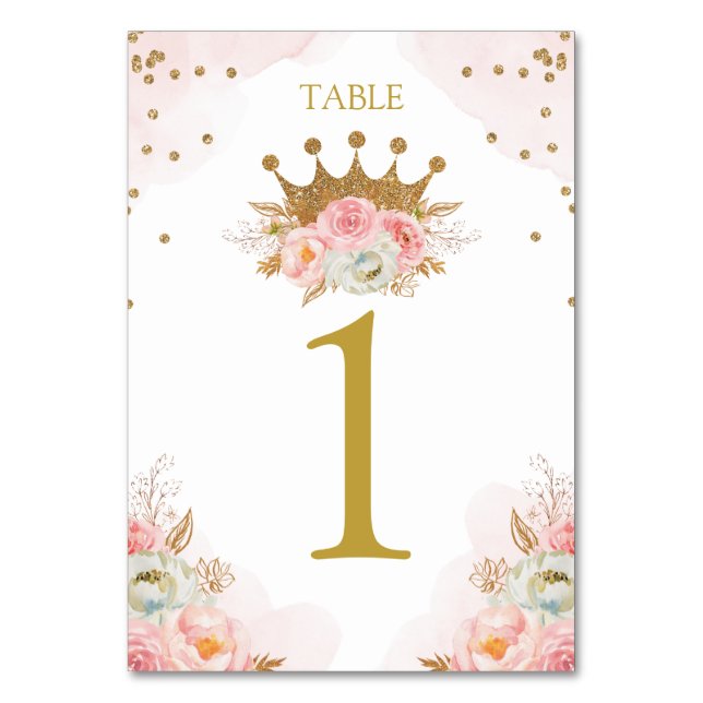 Numeração De Mesa Floral Pink & Gold Princess Royal Table number (Frente)