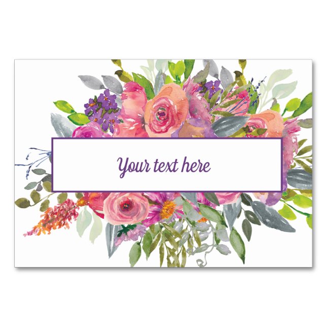 Numeração De Mesa Floral Roxo Rosa (Frente)