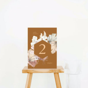 Numeração De Mesa Floral Tropical Selva de Grama Seca