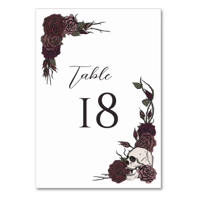 Numeração De Mesa Floral White Gothic Wedding Table Number Card (Frente)